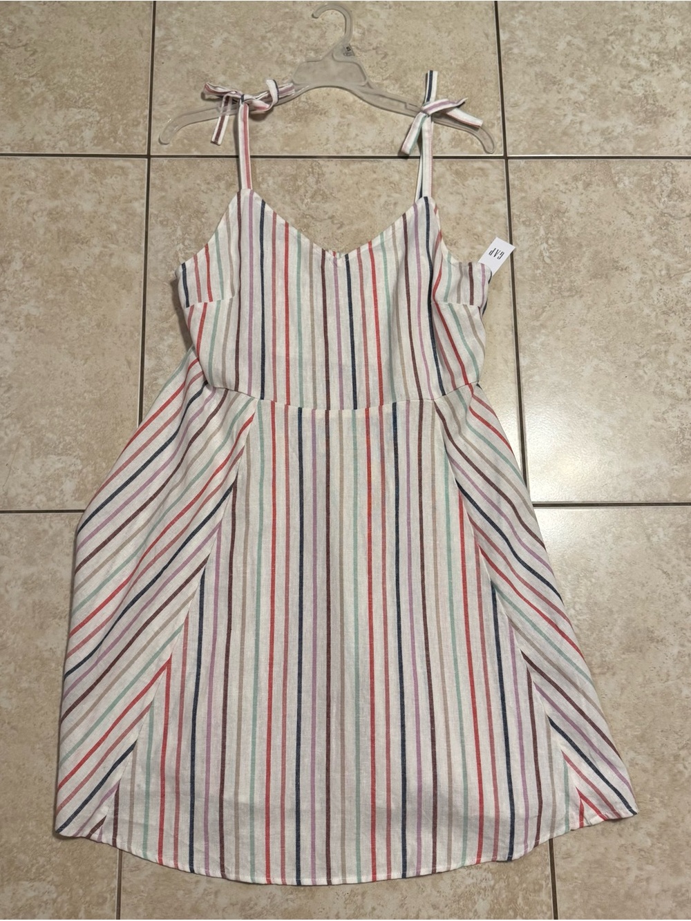 GAP White Mini Dress with Multicolor Stripes